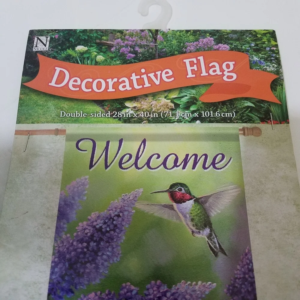 Nicole Welcome Hummingbird Flag 28 x 40 New